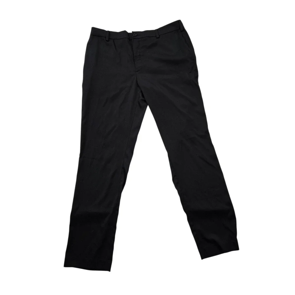 Savane Men's Black Dress‎ Pants Slacks 36x32 Flat Front Performance Stretch